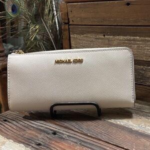 Michael Kors Cream Wallet with Gold Accents